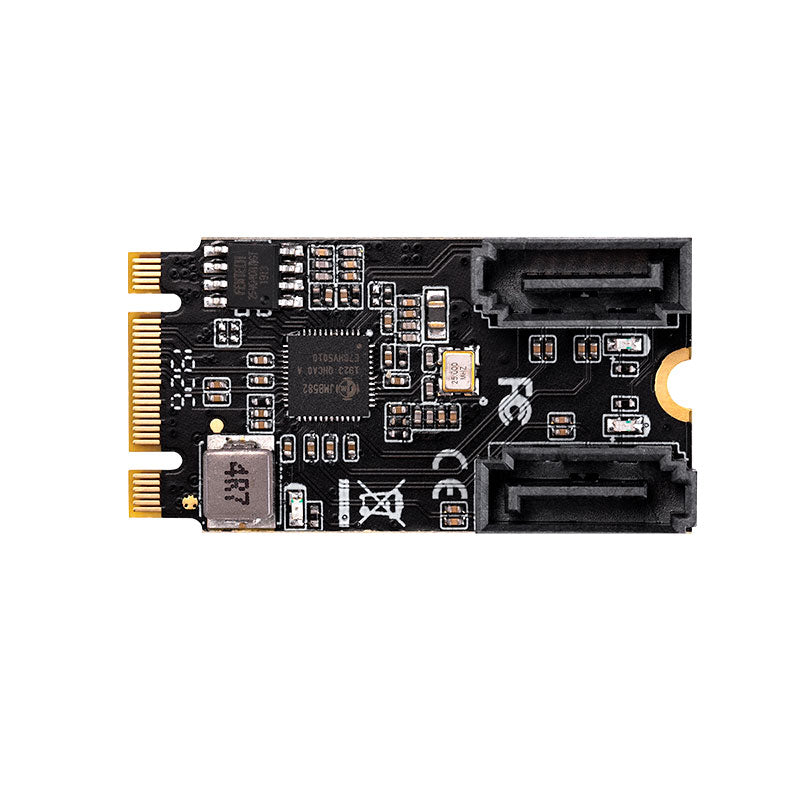 Close-up view of dual SATA 6Gb/s ports on M.2 expansion card