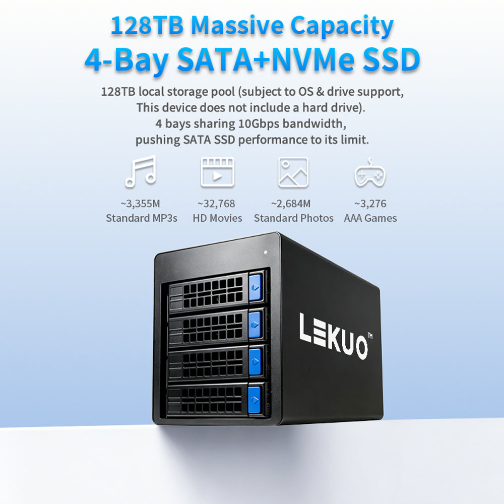 Lekuo hybrid storage enclosure rear ports and connectivity