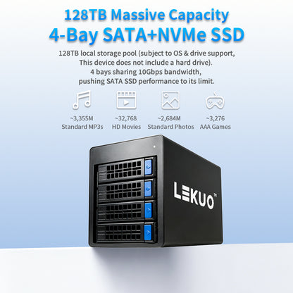 Lekuo hybrid storage enclosure rear ports and connectivity