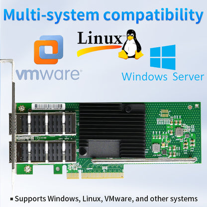 PCIe x8 40G network card dual QSFP+ ports close-up view
