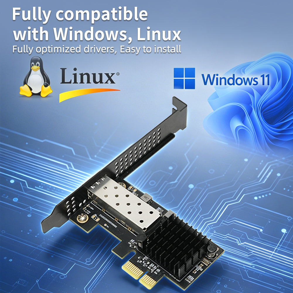 Lekuo PCIe 10G SFP+ Network Card | Realtek RTL8127 | Ultra-Low 1.79W, Fanless