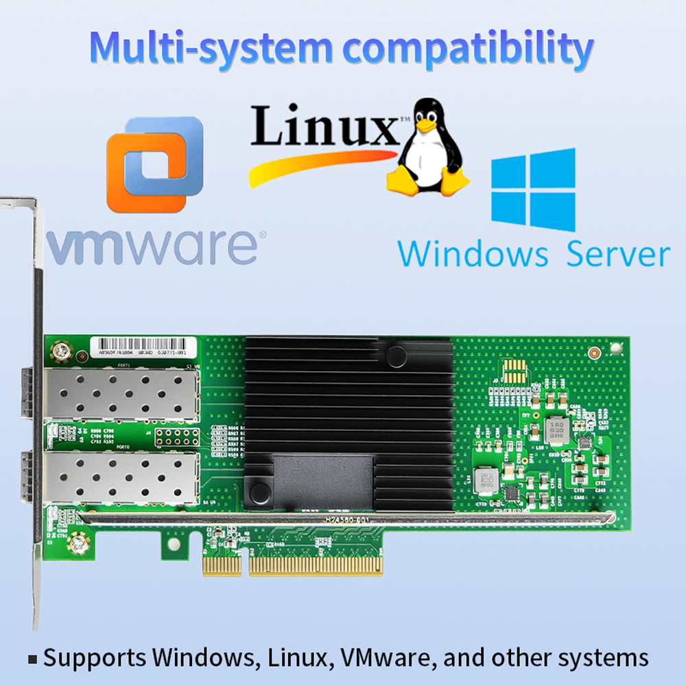 PCIe x8 interface network card installation in server chassis