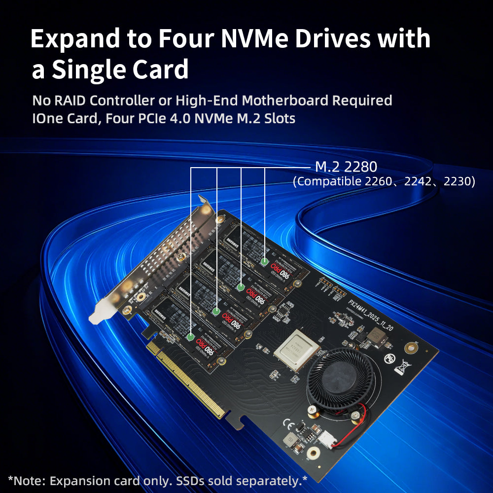 PCIe 4.0 x16 gold finger connector detail on adapter card