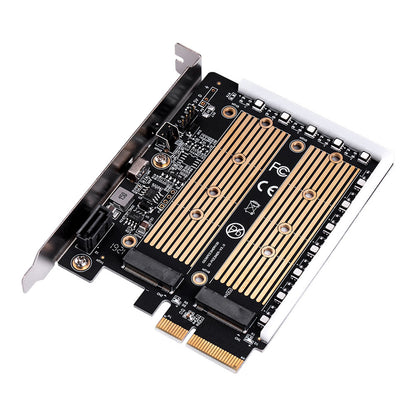 Lekuo RGB PCIe to M.2 NVMe + SATA Expansion card
