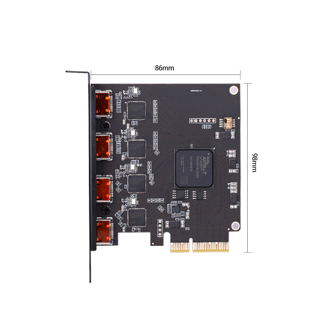 PCIe connector interface of 4-port HDMI capture card