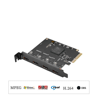 Close-up view of HDMI input ports on PCIe capture card