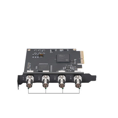 PCIe 4-port SDI capture card with multiple input connectors for professional video recording