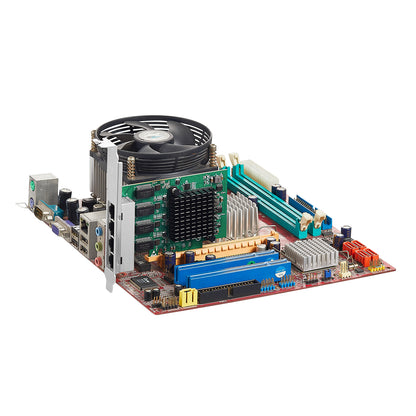 PCIe network card installed in computer motherboard slot