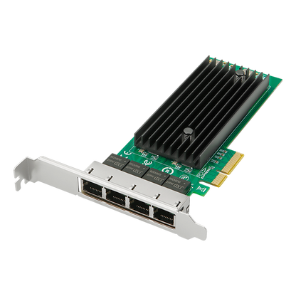 Lekuo 4-port PCIe 2.5G network card with Intel I226 chipset showing front view with ethernet ports