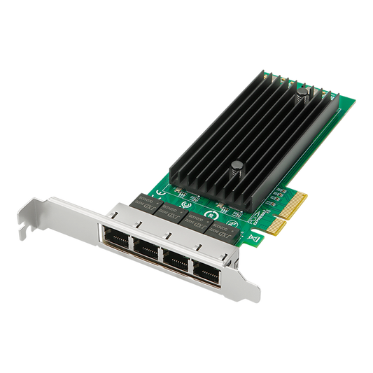 Lekuo 4-port PCIe 2.5G network card with Intel I226 chipset showing front view with ethernet ports