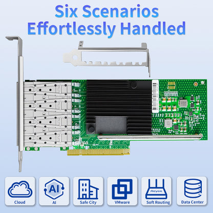 Lekuo PI71F41 retail packaging box for quad-port 10GbE network adapter