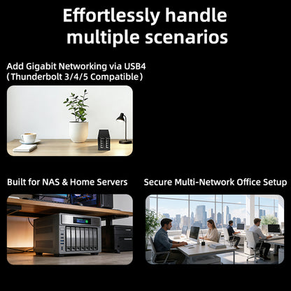 Lekuo USB4 - 8ポート ギガビットイーサネットアダプター - 40Gbps Thunderbolt 3/4/5対応ネットワークハブ、Realtekチップセット搭載、NAS、サーバー、ミニPC、ノートパソコン用