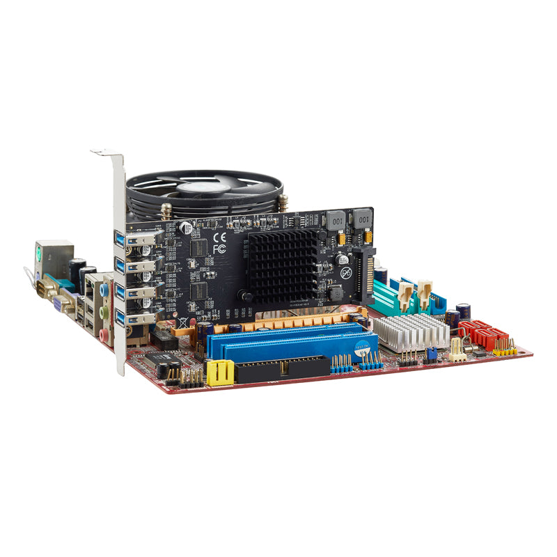PCIe USB expansion card installed in desktop computer motherboard