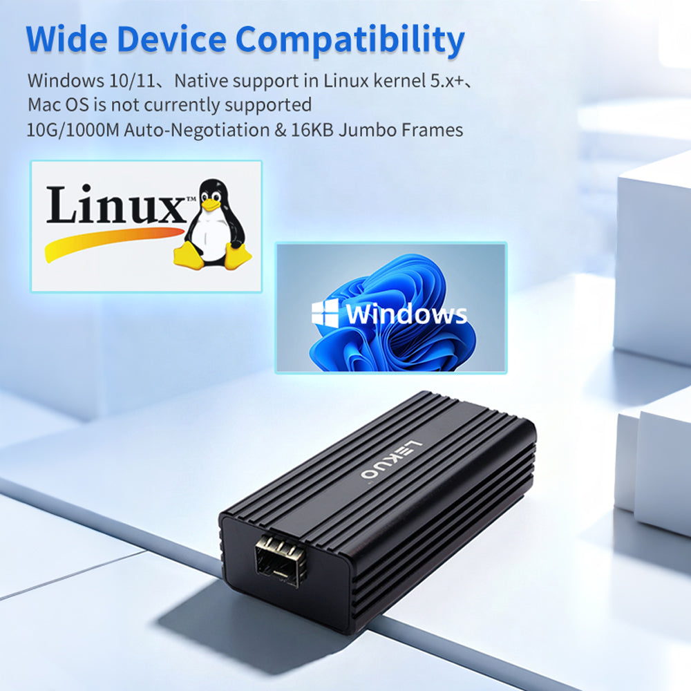 Lekuo USB4 to 10G SFP+ Network Adapter | Realtek RTL8127 | Ultra-Low 2.5W, Fanless