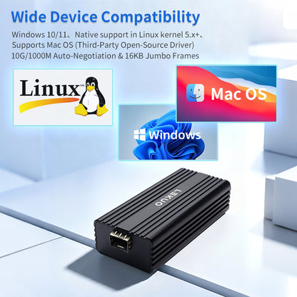 Lekuo USB4 to 10G SFP+ Network Adapter | Realtek RTL8127 | Ultra-Low 2.5W, Fanless