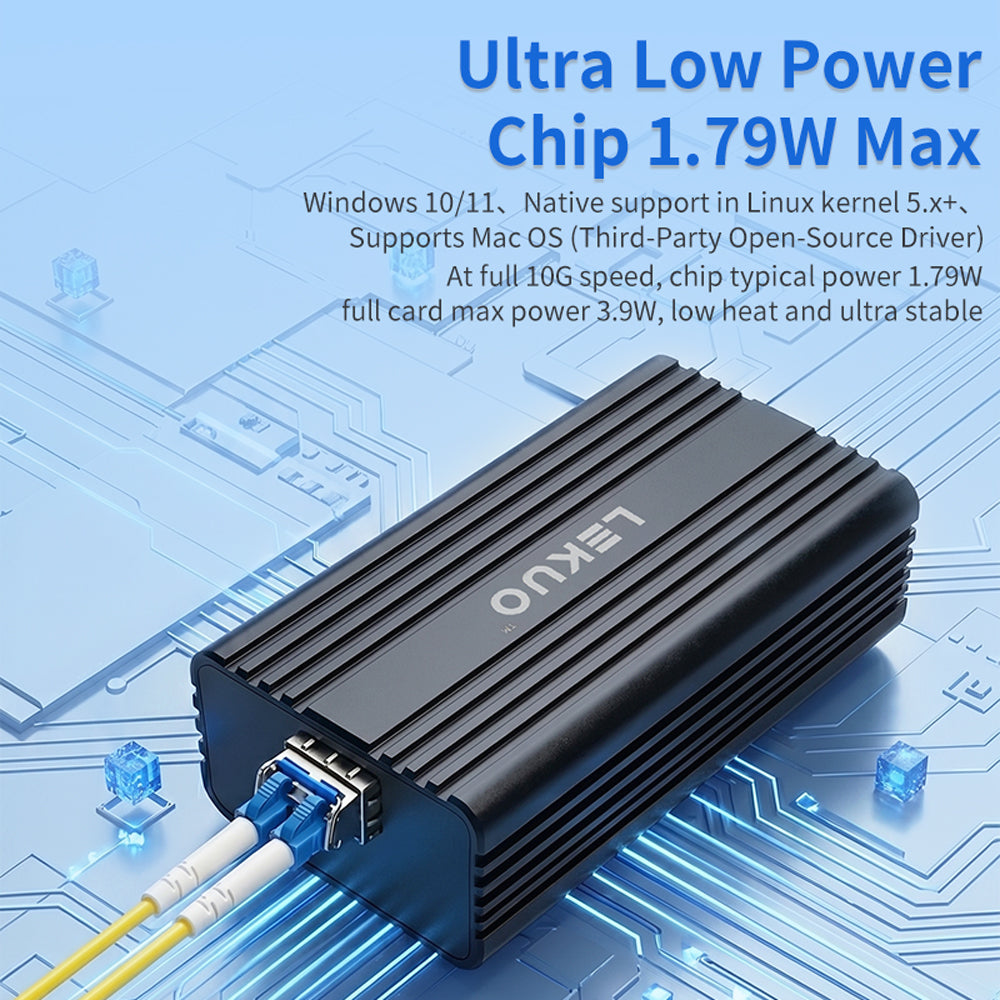 Lekuo USB4 to 10G SFP+ Network Adapter | Realtek RTL8127 | Ultra-Low 2.5W, Fanless