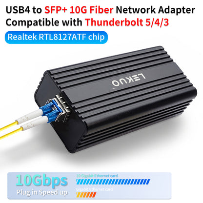 Lekuo USB4 to 10G SFP+ Network Adapter | Realtek RTL8127 | Ultra-Low 2.5W, Fanless