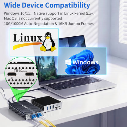 Lekuo USB4 to Dual-Port SFP+ Network Adapter – 10G, USB4 & Thunderbolt Compatible for Laptop & NAS