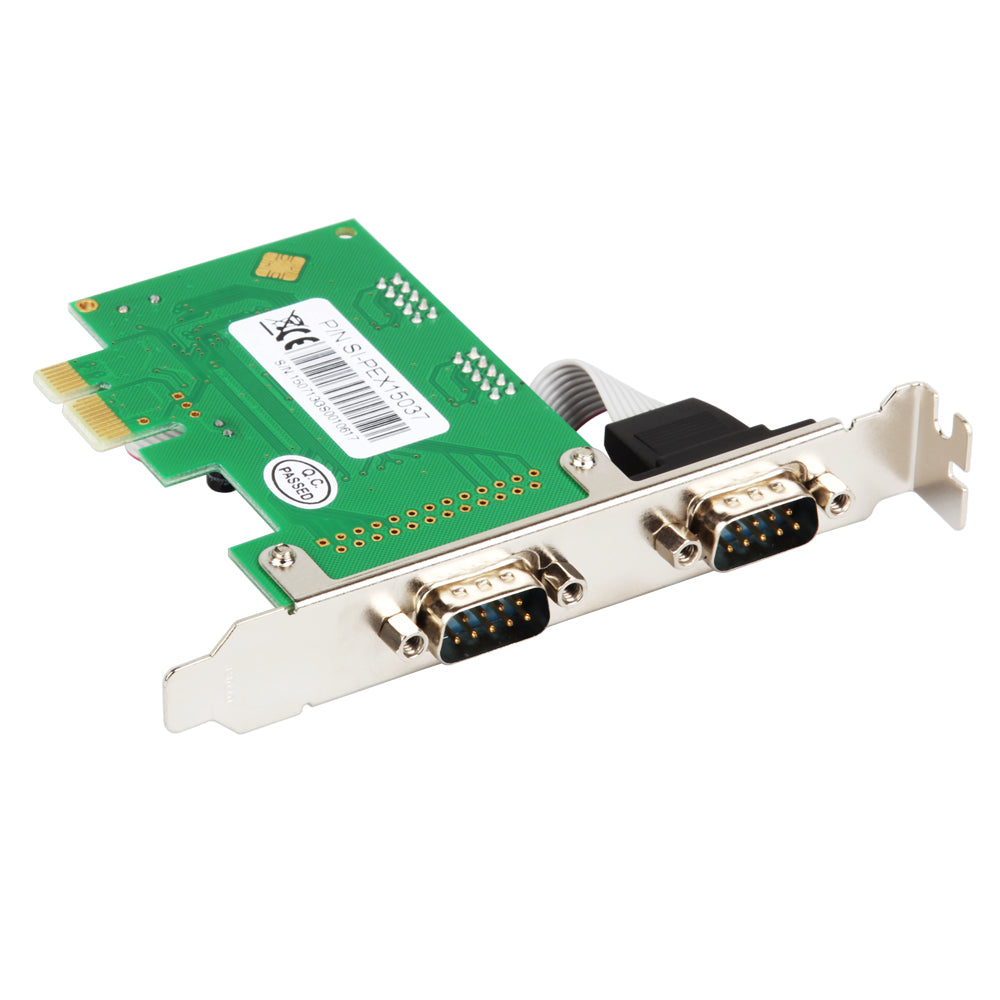 Technical specifications diagram of PCIe to RS232 controller card