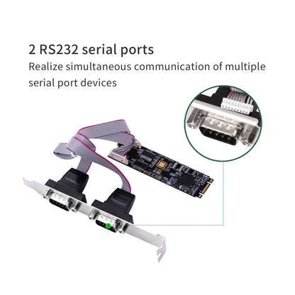 M.2 to 2 Ports DB9 RS232 Serial Controller Card,IO-ADA15069