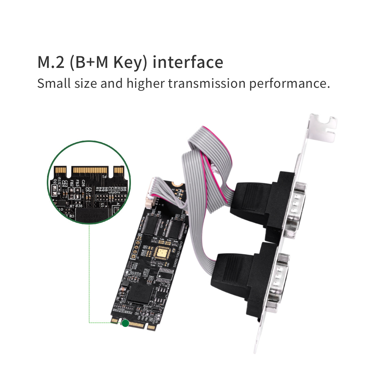 M.2 to 2 Ports DB9 RS232 Serial Controller Card,IO-ADA15069