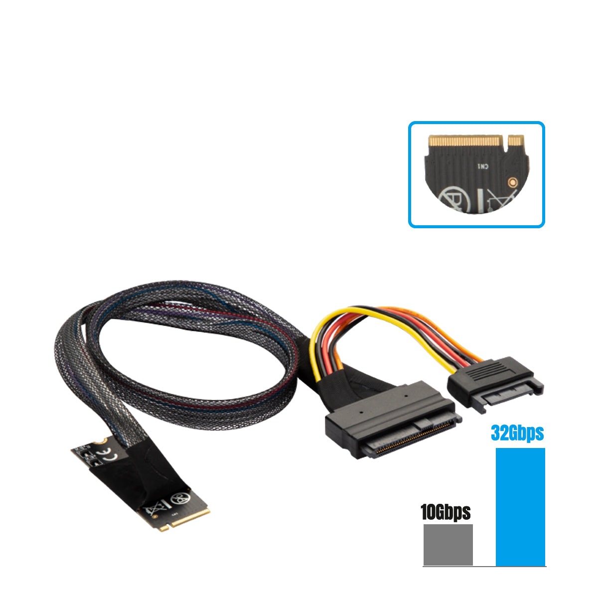 Lekuo M.2 M-key to U.2 SFF-8639 Cable with 15 Pin Female SATA Connector