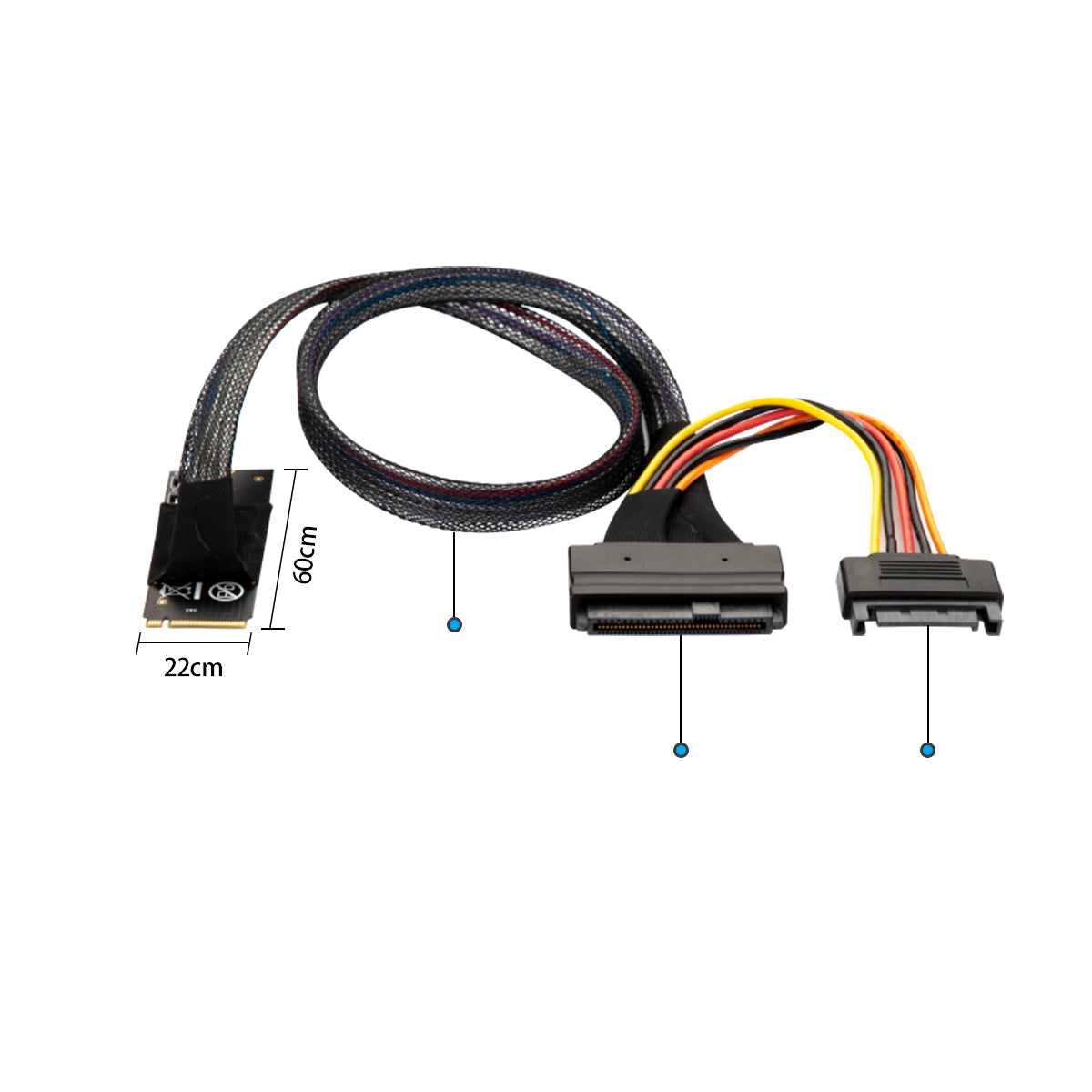 Lekuo M.2 M-key to U.2 SFF-8639 Cable with 15 Pin Female SATA Connector