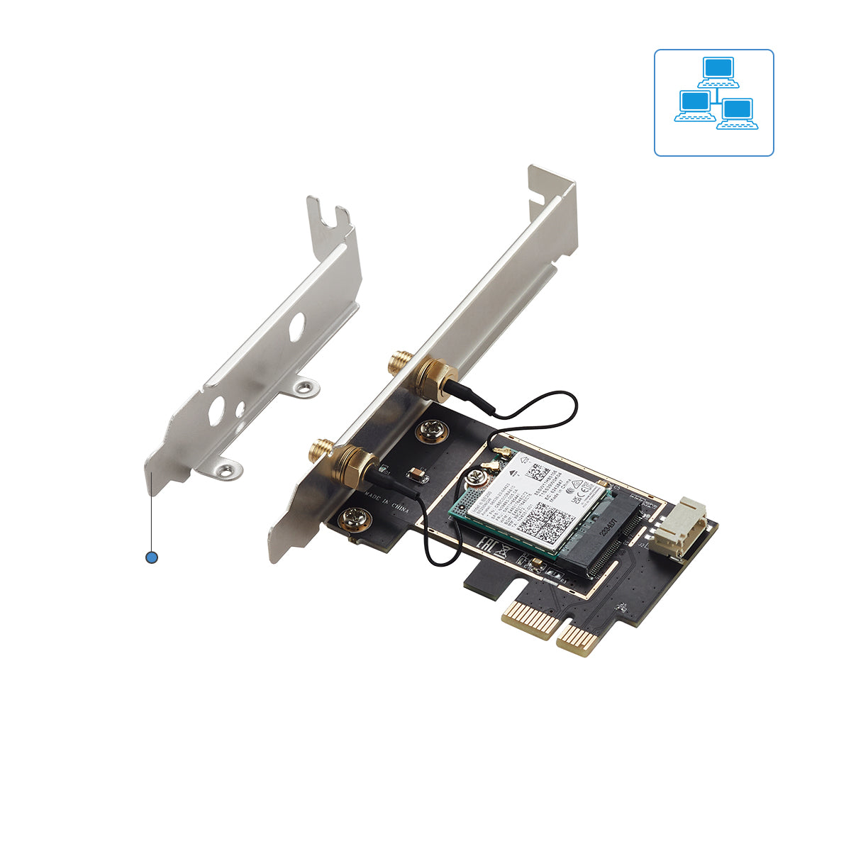PCIe Network card with Wireless 802.11BE WIFI7 and Bluetooth 5.4,IO-PCE200-WB7
