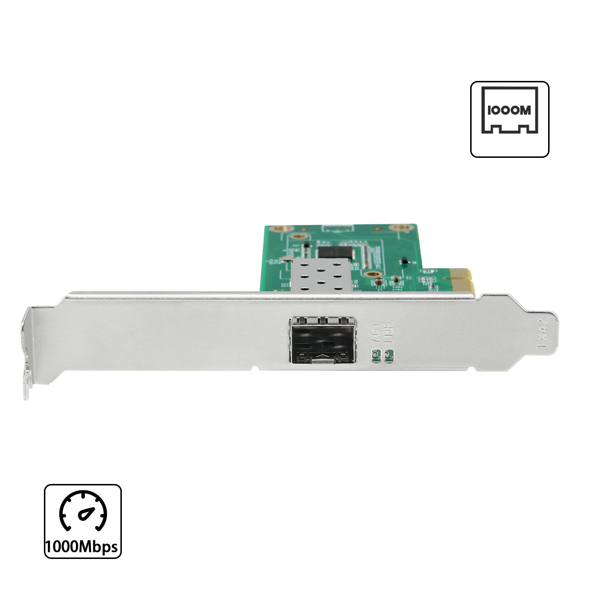 SFP+ port connector on Lekuo Intel210 network adapter