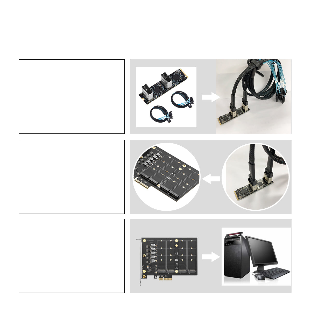 M.2 NVMe SSD adapter card installed in PCIe slot on motherboard