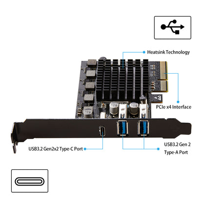PCI Express x4 to 3 Ports USB3.2 Gen2 Card