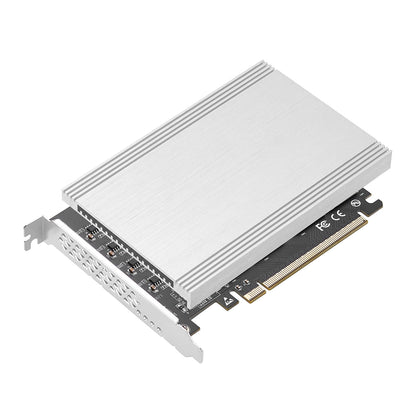 PCIe 4.0 x16 to 4x M.2 NVMe adapter card with four M.2 slots