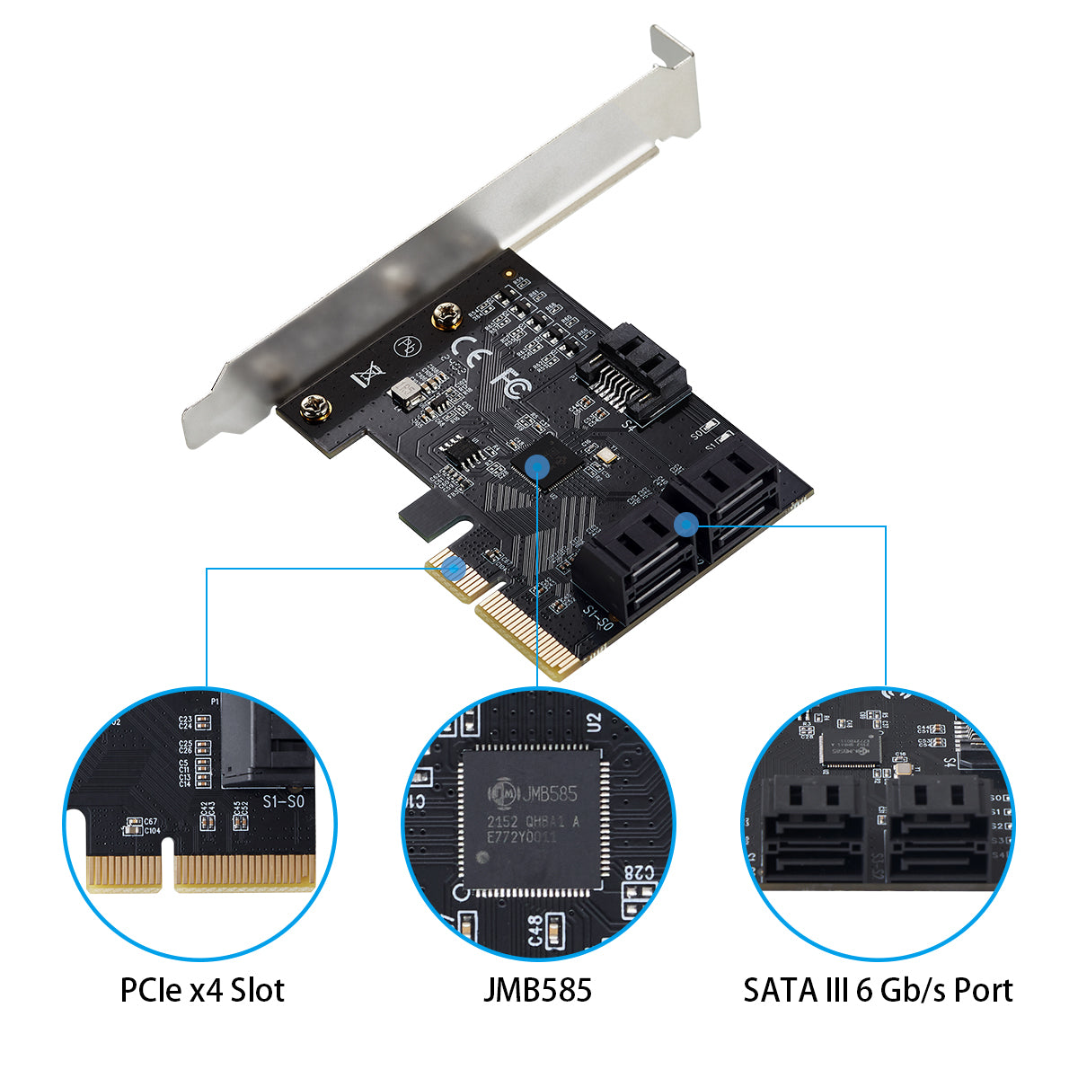 PCIe3.0 to 5 Ports SATA 6Gb/s Card