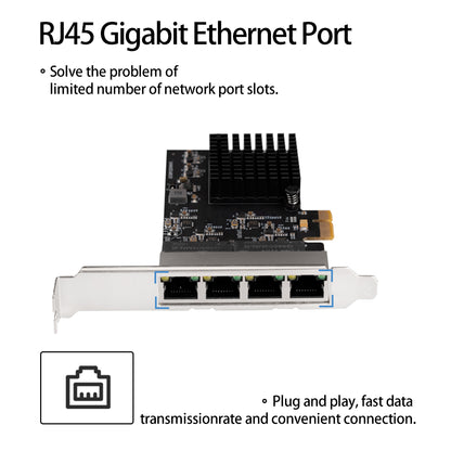 PCIe to 4 Ports Gigabit Ethernet Card