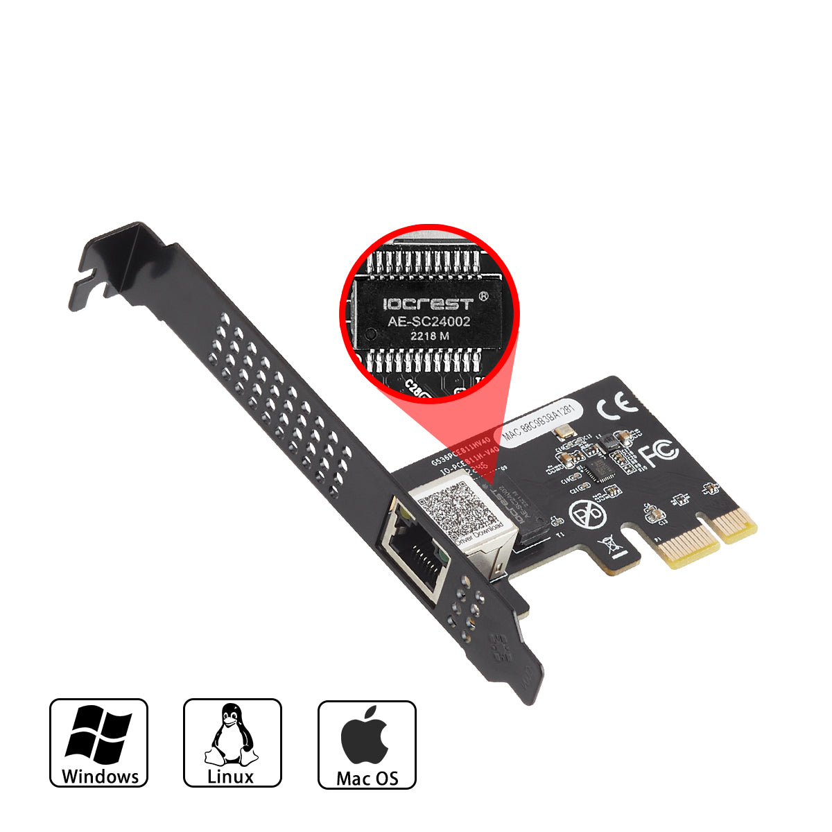 Lekuo 1-Port PCle to 1G Network Card,RTL8111H chip