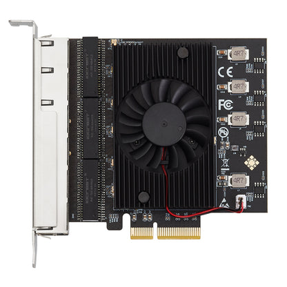 Six RJ45 Ethernet ports on PCIe network expansion card