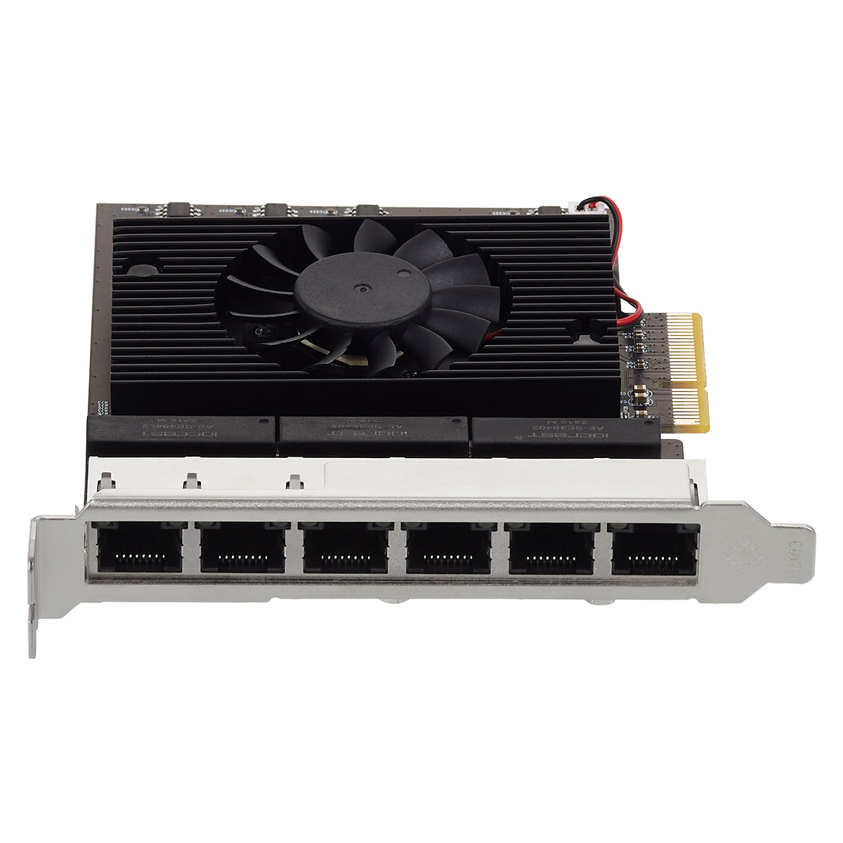 Technical specifications diagram of PCIe 6-port Ethernet adapter