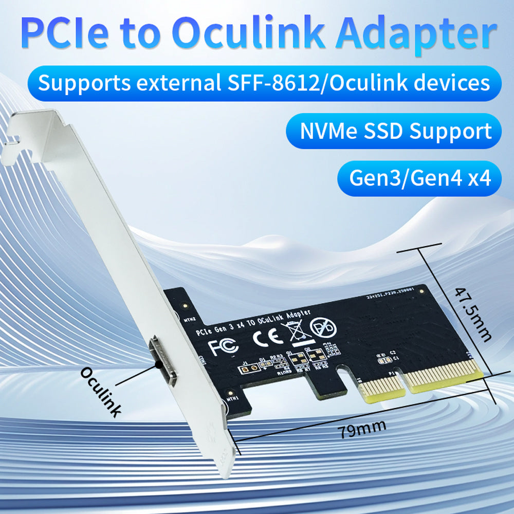 Lekuo PCIe Gen3/Gen4 x4 to Oculink (SFF-8612) Adapter