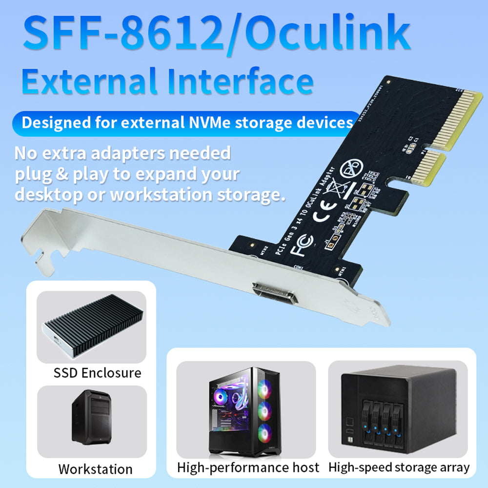 Lekuo PCIe Gen3/Gen4 x4 to Oculink (SFF-8612) Adapter