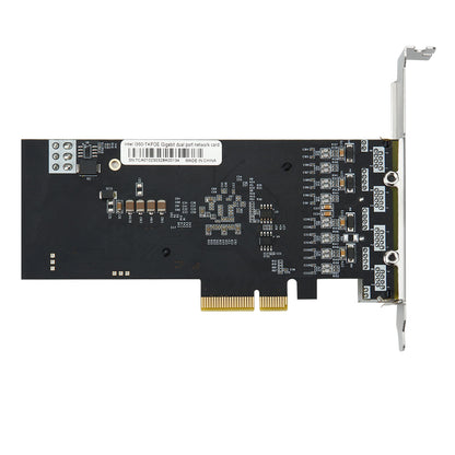 Side view of PCIe network adapter showing low-profile bracket design