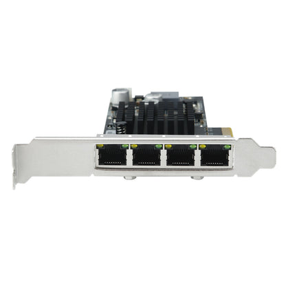 Close-up of four RJ45 Gigabit Ethernet ports with PoE support