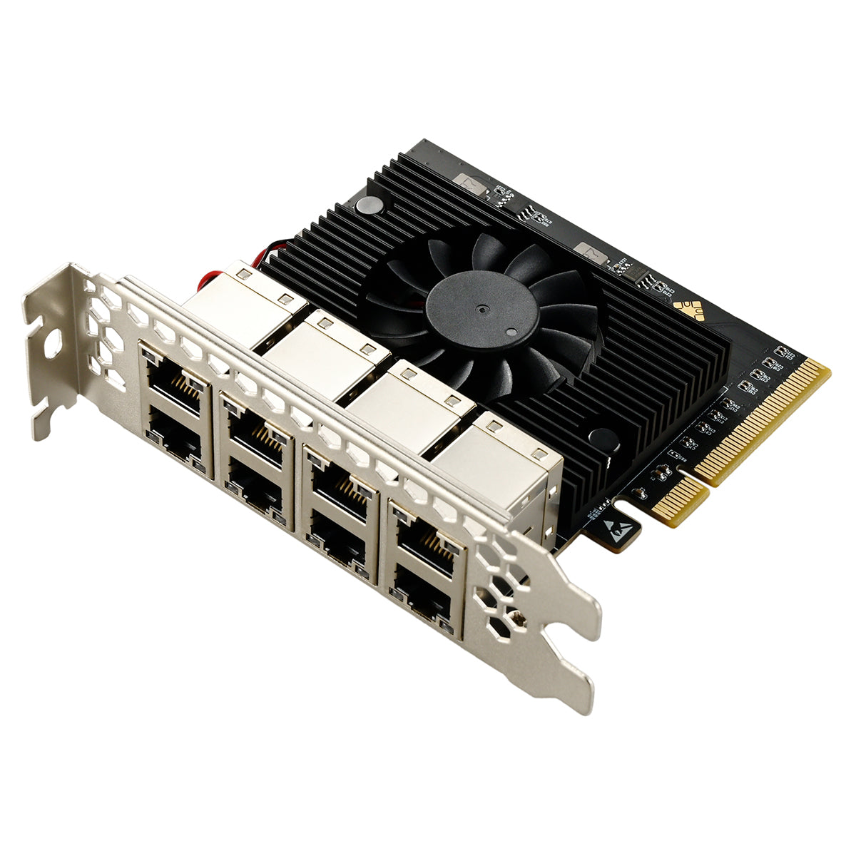 PCIe 8-port Gigabit Ethernet network card with RTL8111H chips and low profile bracket for desktop computers