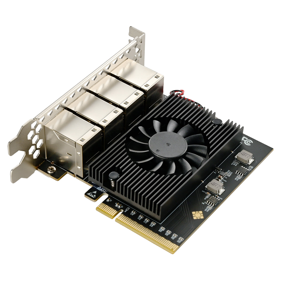 Close-up view of RTL8111H chip on PCIe Ethernet controller card