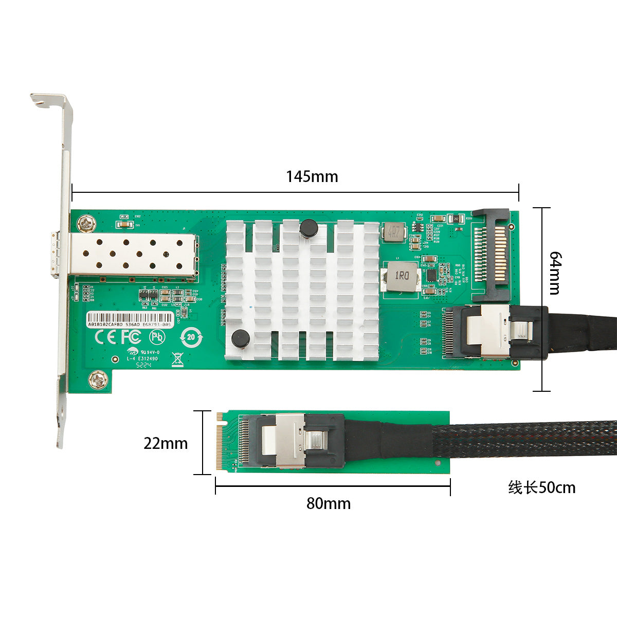 M.2 to 10G SFP+ network card installation in computer motherboard