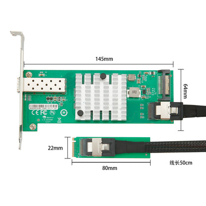 M.2 to 10G SFP+ network card installation in computer motherboard