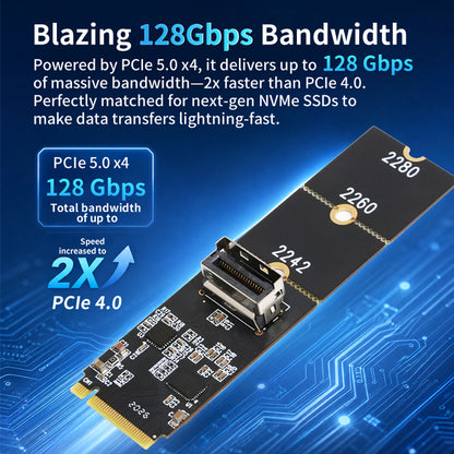Lekuo M.2 M-Key to MCIO 4i Adapter Card – PCIe 5.0 x4 128Gbps for Server & Workstation