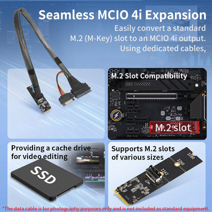 Lekuo M.2 M-Key to MCIO 4i Adapter Card – PCIe 5.0 x4 128Gbps for Server & Workstation
