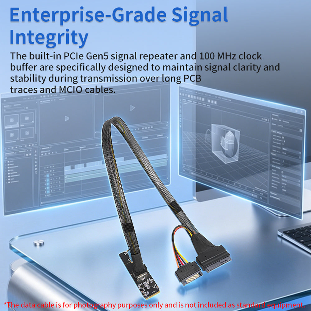 Lekuo M.2 M-Key to MCIO 4i Adapter Card – PCIe 5.0 x4 128Gbps for Server & Workstation