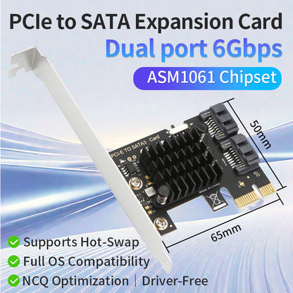 Lekuo 2-Port PCIe SATA 6G Expansion Card