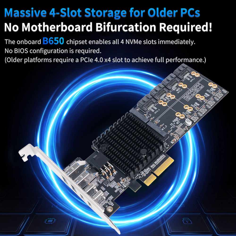 Lekuo SouthBridge Max PCIe 4.0 Multi-Function Expansion Card - No Motherboard Bifurcation Required